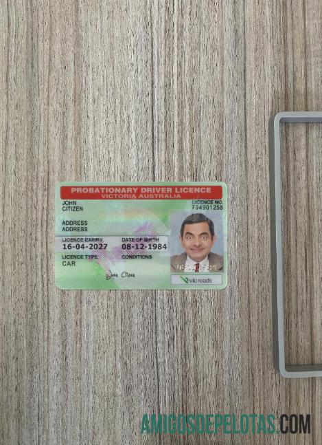 Carteira de habilitação probatória do estado de Victoria, Austrália, fotolook frente amostra